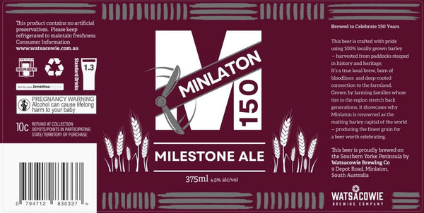 Minlaton 150 Milestone Ale - PRE-ORDER NOW - PICK-UP 27TH MARCH 2026